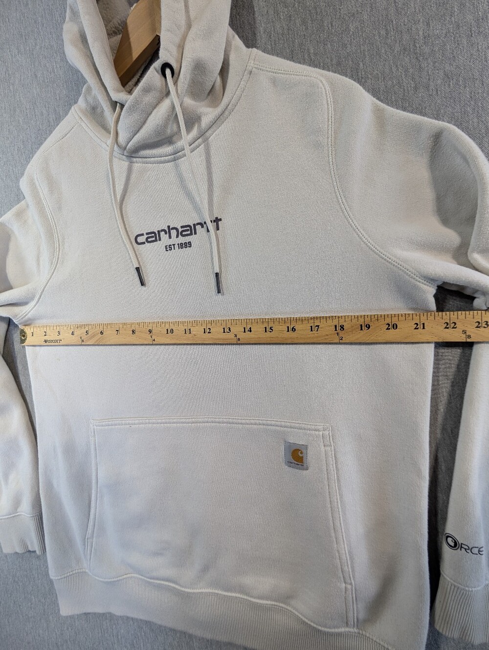 Carhartt Force Relaxed Fit Logo Hoodie Women's Large Cream Moisture Wicking - Picture 11 of 12